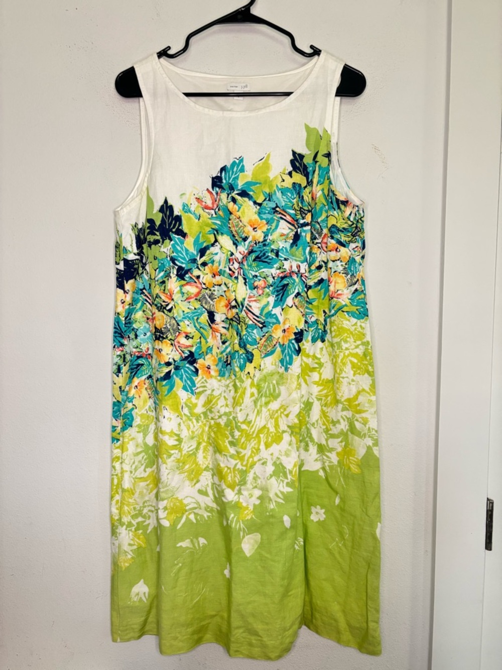 J. JILL LOVE LINEN ABSTRACT FLORAL SLEEVELESS MIDI DRESS SZ MEDIUM